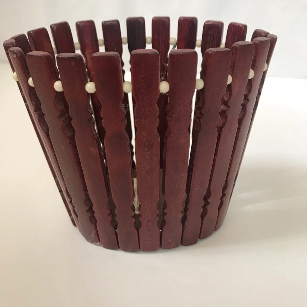 Wooden Basket Pen/Pencil Holder,  NWT